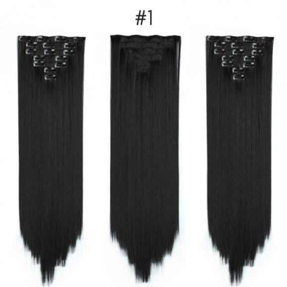 Комплект волос 8 прядей 65 см #01 - черный