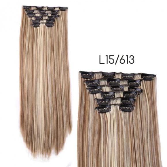 Комплект волос 8 прядей 60 см #L15/613 - Мелировка (Темный русый Блонд)