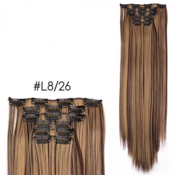 Комплект волос 8 прядей 45 см #L8/26 - Мелировка (Темный русый Блонд)
